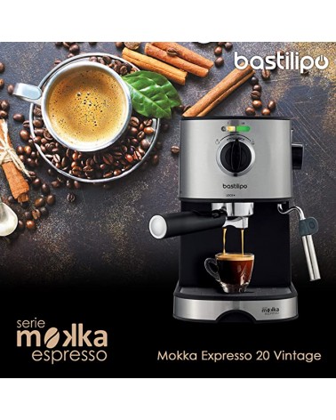 Cafetera Expreso – Mokka Expreso 20 Vintage – 20 bares de potencia - Café molido y Capsulas E.S.E