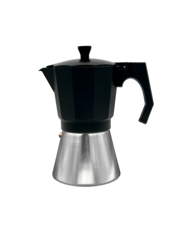 Cafetera italiana de aluminio de 9 tazas, color negro, Mokka induccion 9N