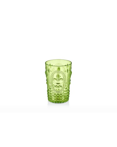 Pack de 6 vasos de Plastiresist de 400 ml, color verde,  Vaso de policarbonato tamaño mediano, reutilizable, apto piscina