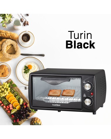 Mini horno tostador de 9 litros de capacidad, puerta auto extraible, 800w, fabricado en acero , color negro, Turin Black