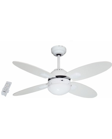 Ventilador techo con mando a distancia E27, 60 W, Blanco, 105  cm, Bermeo blanco