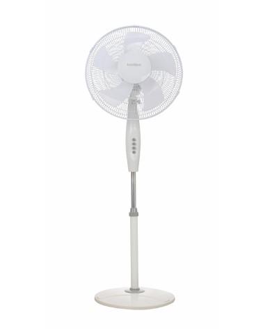 Ventilador de pie color blanco, 50 W, 3 Velocidades, pie redondo, silencioso, modelo Tenerife