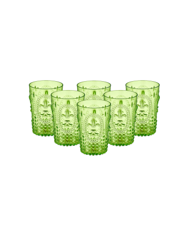 Pack de 6 vasos de Plastiresist de 400 ml, color verde,  Vaso de policarbonato tamaño mediano, reutilizable, apto piscina