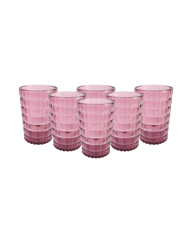 PACK 6 UNIDADES VASO 400 ML.MOD. BAUHAUS COLOR ROSA PALO. Vaso de policarbonato tamaño mediano, reutilizable, libre de BPA , 400