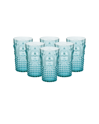 Pack de 6 Uds de vaso de Plastiresist de 750 ml color azul hielo. tamaño grande, reutilizable, apto para piscina