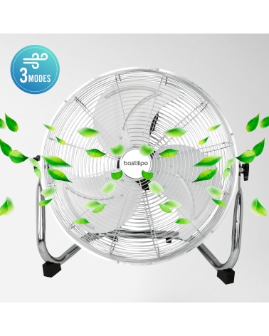 Ventilador industrial de suelo - 140W de potencia, con palas de aluminio y inclinable, modelo Adriático.