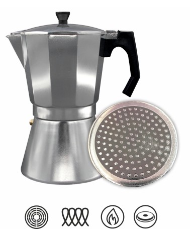 Cafetera italiana de aluminio de 12 tazas, apta para inducción, Mokka induccion 12AL,