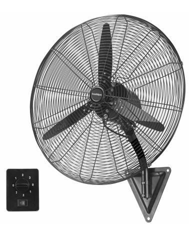 Ventilador Industrial de Pared, 160 W, Acero Inoxidable, 3 Velocidades, Negro, Ventisca