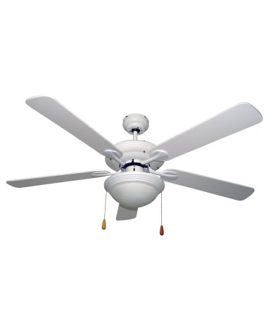 Ventilador de techo blanco Malaga con mando de regalo. 3 velocidades, 132cm, 60W, 5 palas reversibles, color blanco