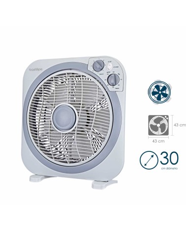 Ventilador Box fan, 45W,  con temporizador, Zahara