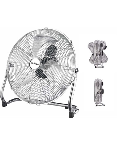 Ventilador industrial de 45 cm, cabezal orientable, 120 W, 3 Velocidades, cromado, modelo Mediterráneo