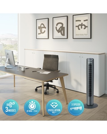 Ventilador de torre con mando a distancia, 50W de potencia - 3 Velocidades, Sagres