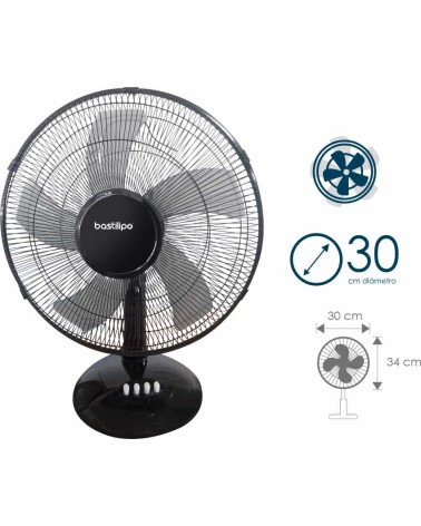 Ventilador de mesa de 30 cm, 35W de potencia, 3 velocidades, modelo Roche