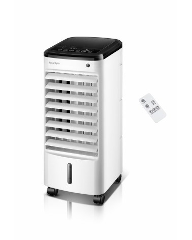 Climatizador evaporativo Formentor RC, control digital, mando a distancia, consumo 65W, deposito de 3.5L, temporizador.