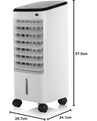Climatizador evaporativo Formentor RC, control digital, mando a distancia, consumo 65W, deposito de 3.5L, temporizador.
