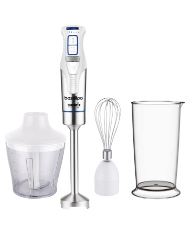TURBOMIX-1200ACC, Batidora de brazo, 1200W, caña extra larga de acero de 21 cms, con 4 cuchichas de acero inox., Velocidad varia