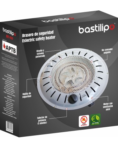 Brasero de seguridad, sistema de seguridad patentado, 450/500/950W, cable 3 metros, modelo BET-950