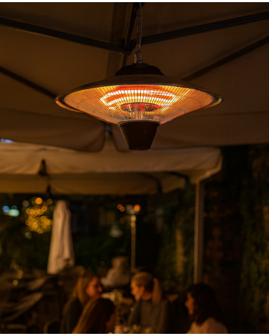 PROMETEO UMBRELA,  Estufa para exterior colgante, 1500W, Mando a distancia, resistencias de infrarrojo de amplio expectro