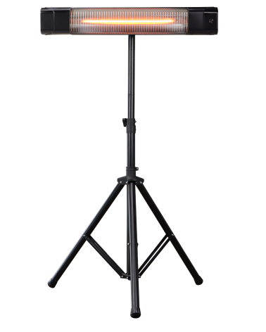 PROMETEO-E-1500P, Estufa para exterior con soporte tipo tripode, 1500W, mando a distancia, resistencias de infrarrojo de amplio