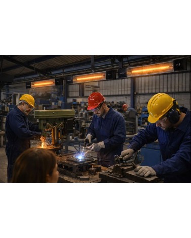 PROMETEO-E-1500,  Estufa para exterior empotrable, 1500W, Mando a distancia, resistencias de infrarrojo de amplio expectro.