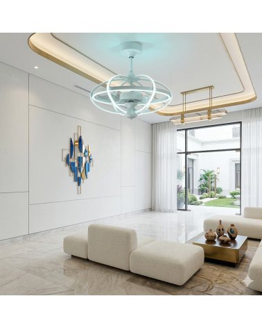 Ventilador de techo calidad Premium, luz LED, mando a distancia, diámetro 63 cm, motor DC, modelo Miami