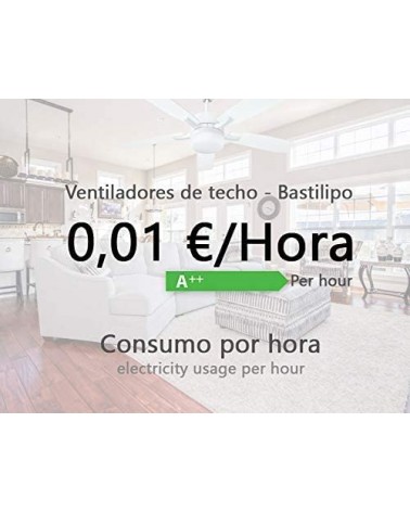 Ventilador de techo para 2 bombillas E27, 65 W, Blanco, modelo Málaga