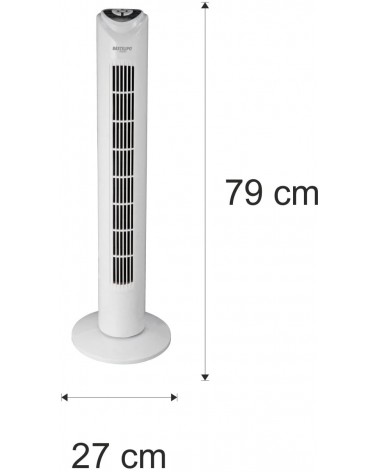 Cala Salada Ventilador de Torre con Mando a Distancia, 50 W, Plástico, 3 Velocidades, Blanco