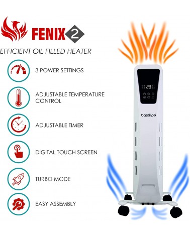Radiador de fluido, efecto chimenea, 1500W, 7 elementos, FENIX 2-1500